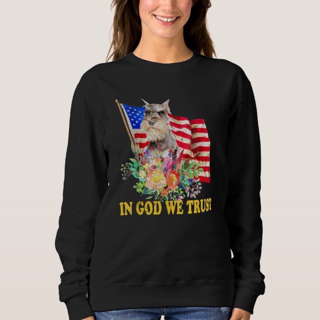 Retro Schnauzer Us Flag In God We Trust July 4th U Sweatshirt (Front)