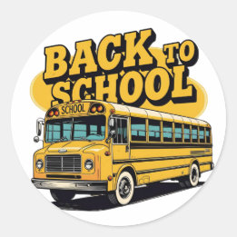 Retro School Bus Back to School Kids Classic Round Sticker