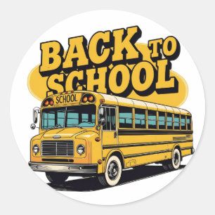 Retro School Bus Back to School Kids Classic Round Sticker