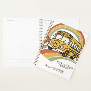 Retro School Bus Personalised Teacher Planner 