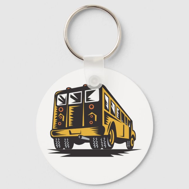Retro School Bus Vintage Yellow  Key Ring (Front)