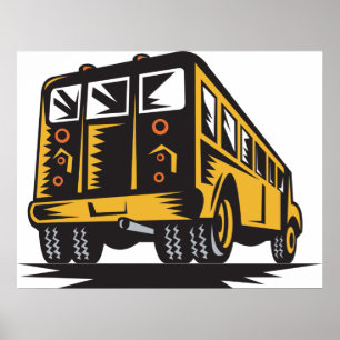 Retro School Bus Vintage Yellow  Poster