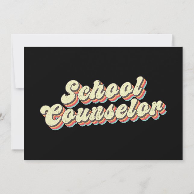  Retro School Counselor Counseling Teacher Invitation (Front)