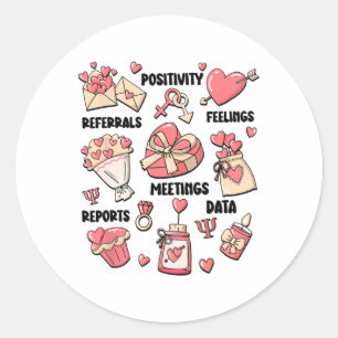 Retro School Psychologist Valentine Mental Health Classic Round Sticker
