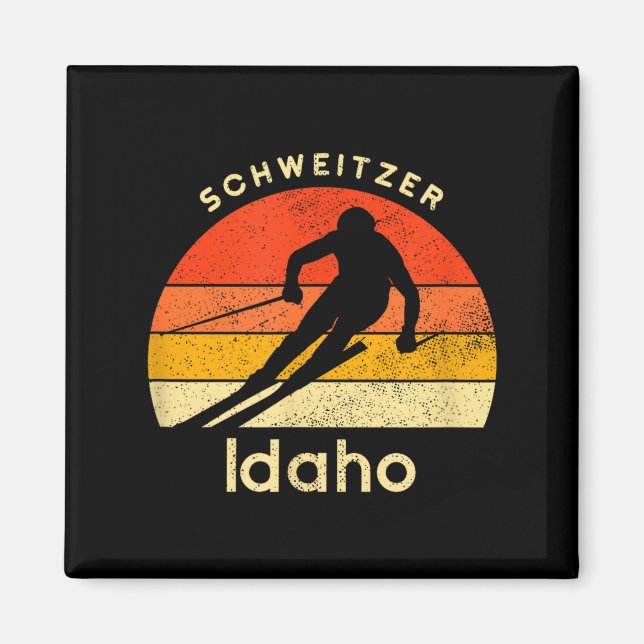 Retro schweitzer mountain skiing apparel vintage magnet (Front)
