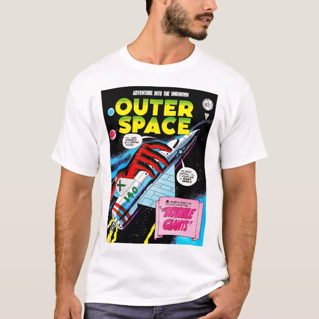 Retro Sci-Fi Adventure Outer Space Comics Cover T-Shirt (Front)