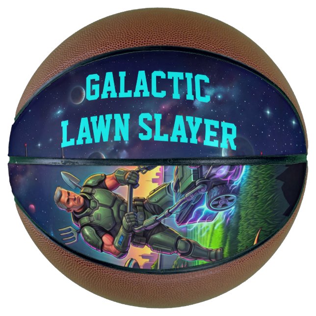 Retro Sci-fi Astronaut Galactic Lawn Comic Ball Basketball (Front)