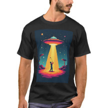 Retro Sci Fi Cartoon Rocket Ship and Golfer