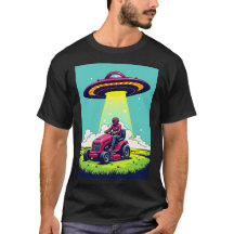 Retro Sci Fi Cartoon Rocket Ship and Lawnmower