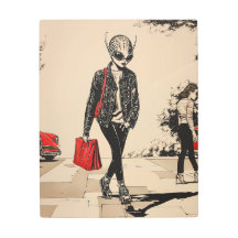 Retro Sci-Fi Chic: Alien Struts Through a Vintage 