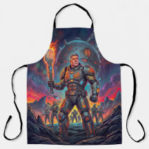 Retro Sci Fi Comic Galactic Grill Master Funny BBQ