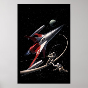 Retro Sci-Fi Fantasy Space Astronauts Art Poster