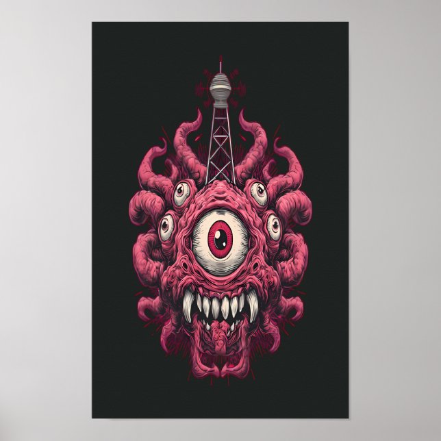 Retro Sci-Fi Mind Control Eyeball Poster (Front)