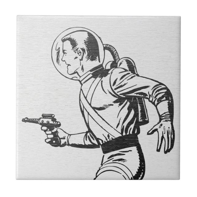 Retro Sci-Fi Spaceman Tile (Front)