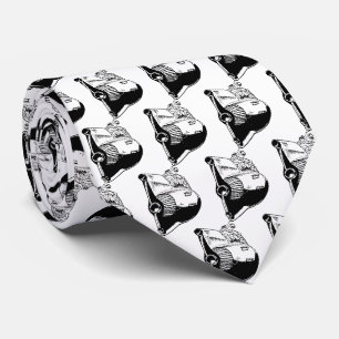 Retro Sci-Fi Spaceship Illustration Neck Tie