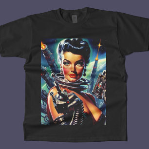 Retro Sci-Fi Woman Painting T-Shirt