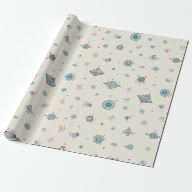 Retro Sci-Fi Wrapping Paper (Unrolled)