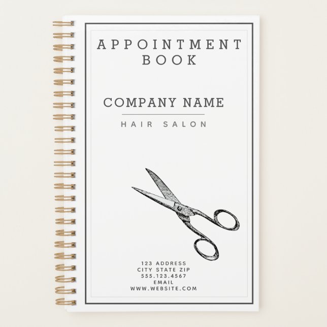 Retro Scissors Hairsalon Appointment Book / Planner (Front)