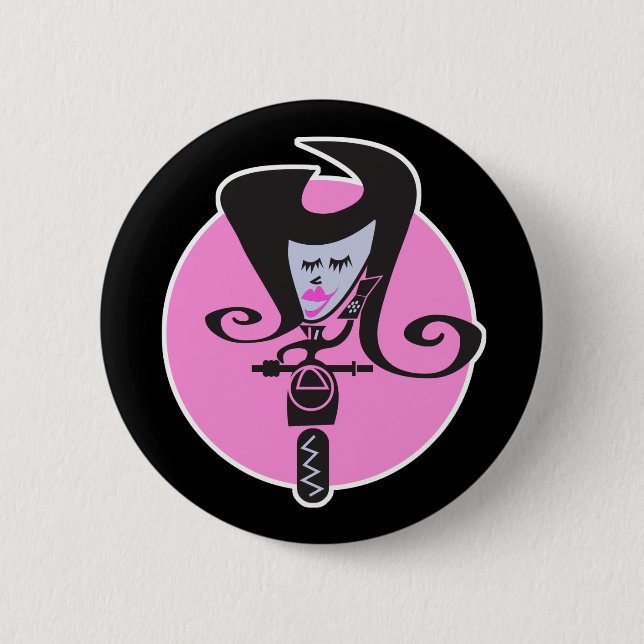 retro scooter biker chic 6 cm round badge (Front)