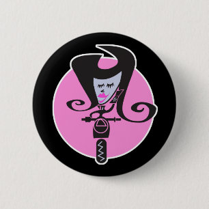 retro scooter biker chic 6 cm round badge
