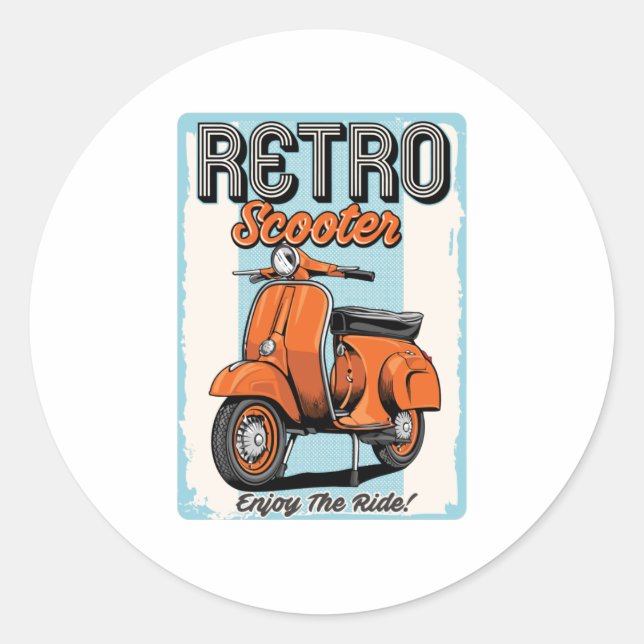 Retro Scooter Classic Round Sticker (Front)