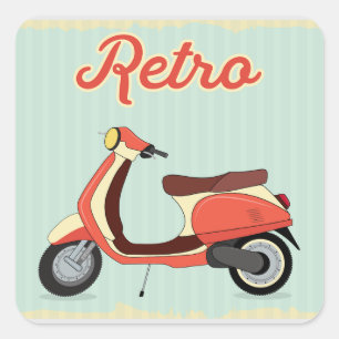 Retro Scooter Design  Square Sticker