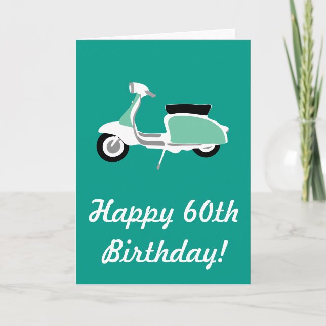 Retro Scooter Happy 60th Birthday Card (Front)