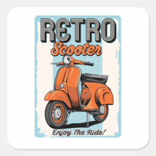 Retro Scooter Square Sticker