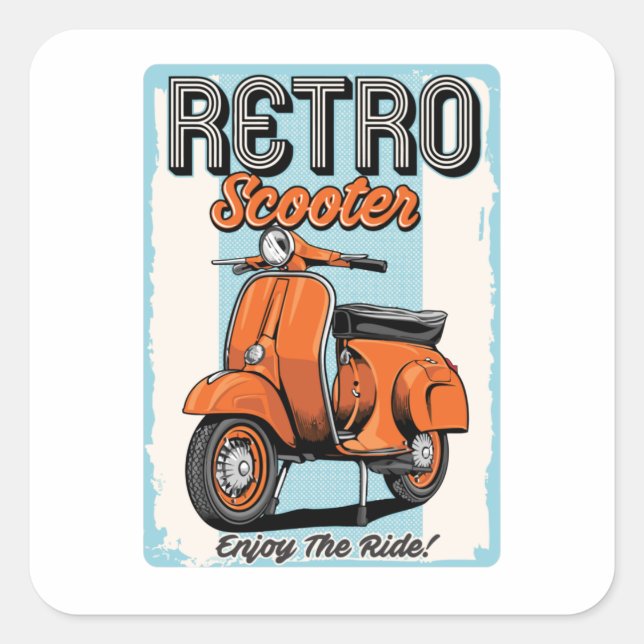 Retro Scooter Square Sticker (Front)