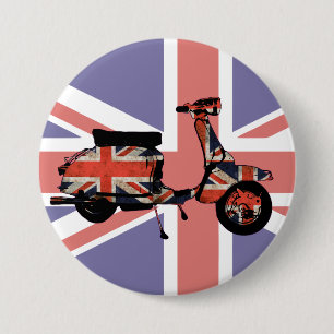 Retro scooter weathered Union jack design 7.5 Cm Round Badge