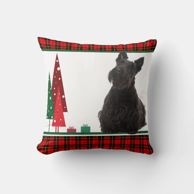 Retro Scottie Christmas Pillow (Front)