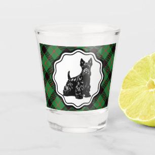 Retro Scottish Terrier Green Plaid Shot Glass
