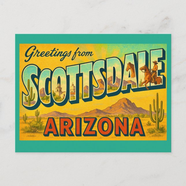 Retro Scottsdale Arizona Postcard (Front)