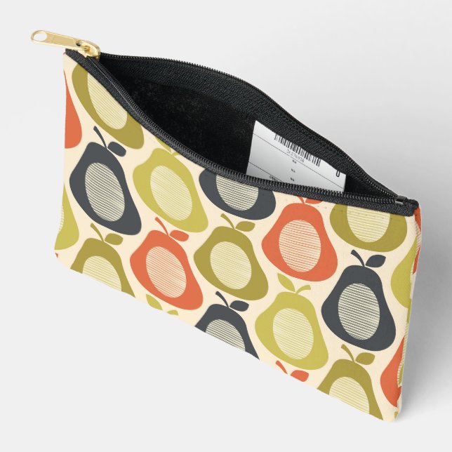 Retro Scribble Pears Pattern Accessory Pouch (Open)