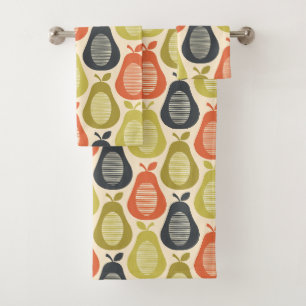 Retro Scribble Pears Pattern Bath Towel Set