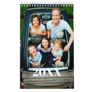 Retro script 2024 family photo calendar