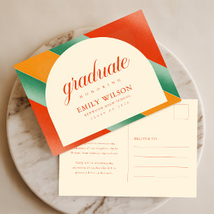Retro Script Arch Frame Graduation Announcement Postcard