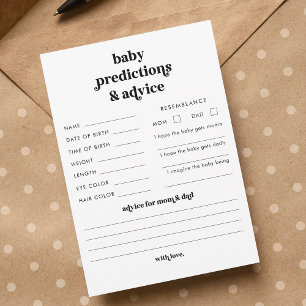Retro Script Baby Shower Predictions & Advice Card