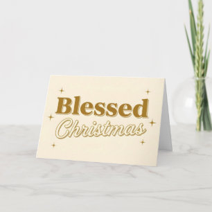 Retro Script Blessed Christmas Holiday Card