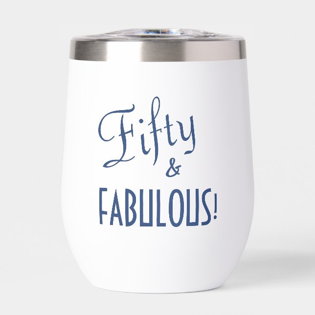 Retro Script Blue Fifty & FABULOUS 50th Birthday (Front)