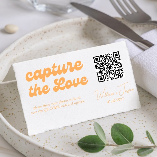Retro Script Capture The Love QR code card (Creator Uploaded)