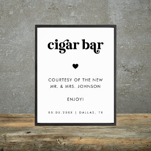 Retro Script Cigar Bar Minimalist Wedding Sign