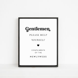 Retro Script Gents Bathroom Basket Wedding Sign