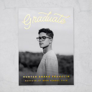 Retro Script Gold Foil Photo Graduation