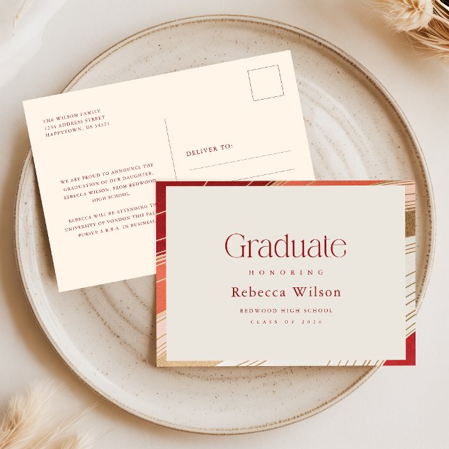 Retro Script High School Graduation Announcement Postcard (Creator Uploaded)