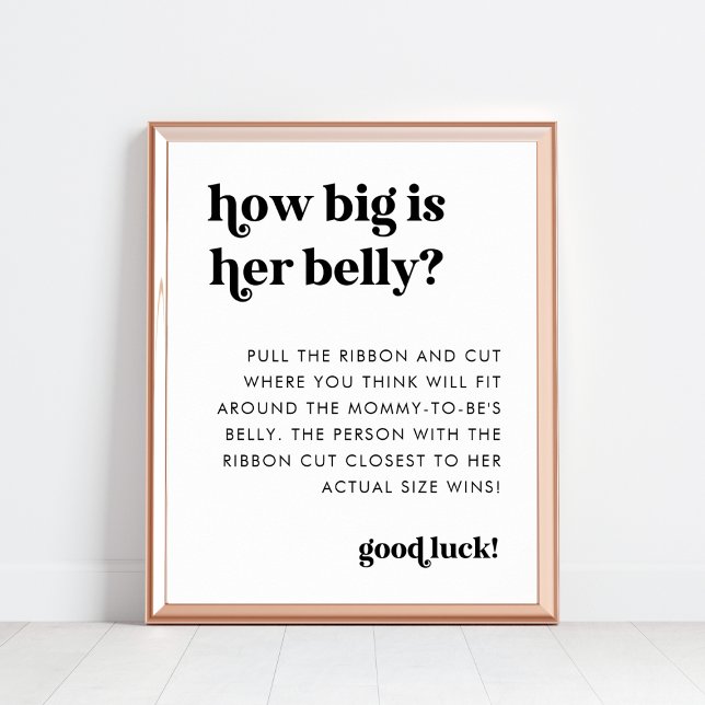 Retro Script How Big is Her Belly 8x10 Sign (Creator Uploaded)