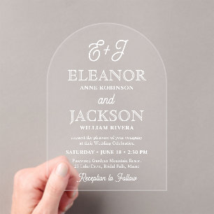 Retro Script Monogram Elegant Stylish Wedding Arch Acrylic Invitations