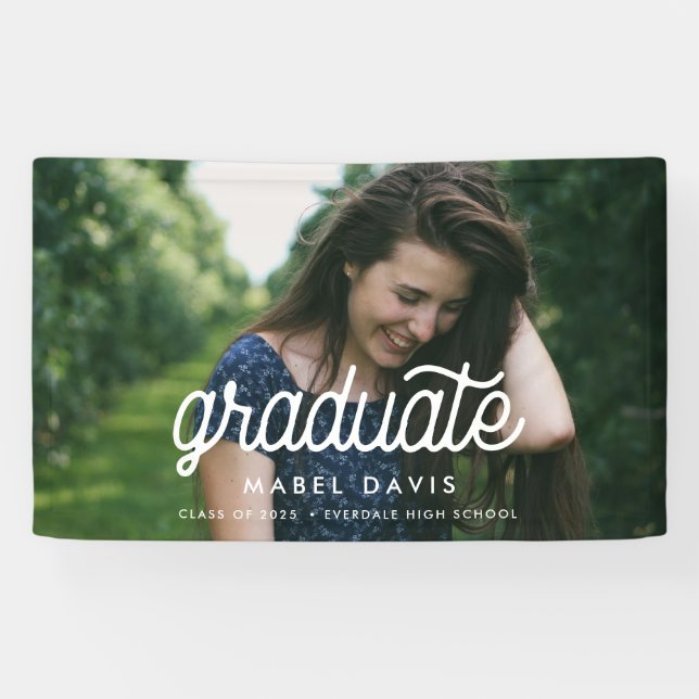 Retro script Photo graduation celebration Graduate Banner (Horizontal)