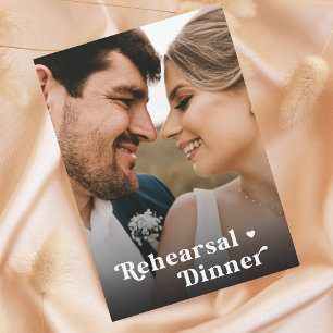 Retro Script Photo Minimalist Rehearsal Dinner Invitation