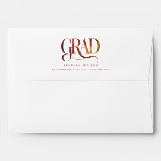 Retro Script Return Address Graduation Envelope (Back (Top Flap))